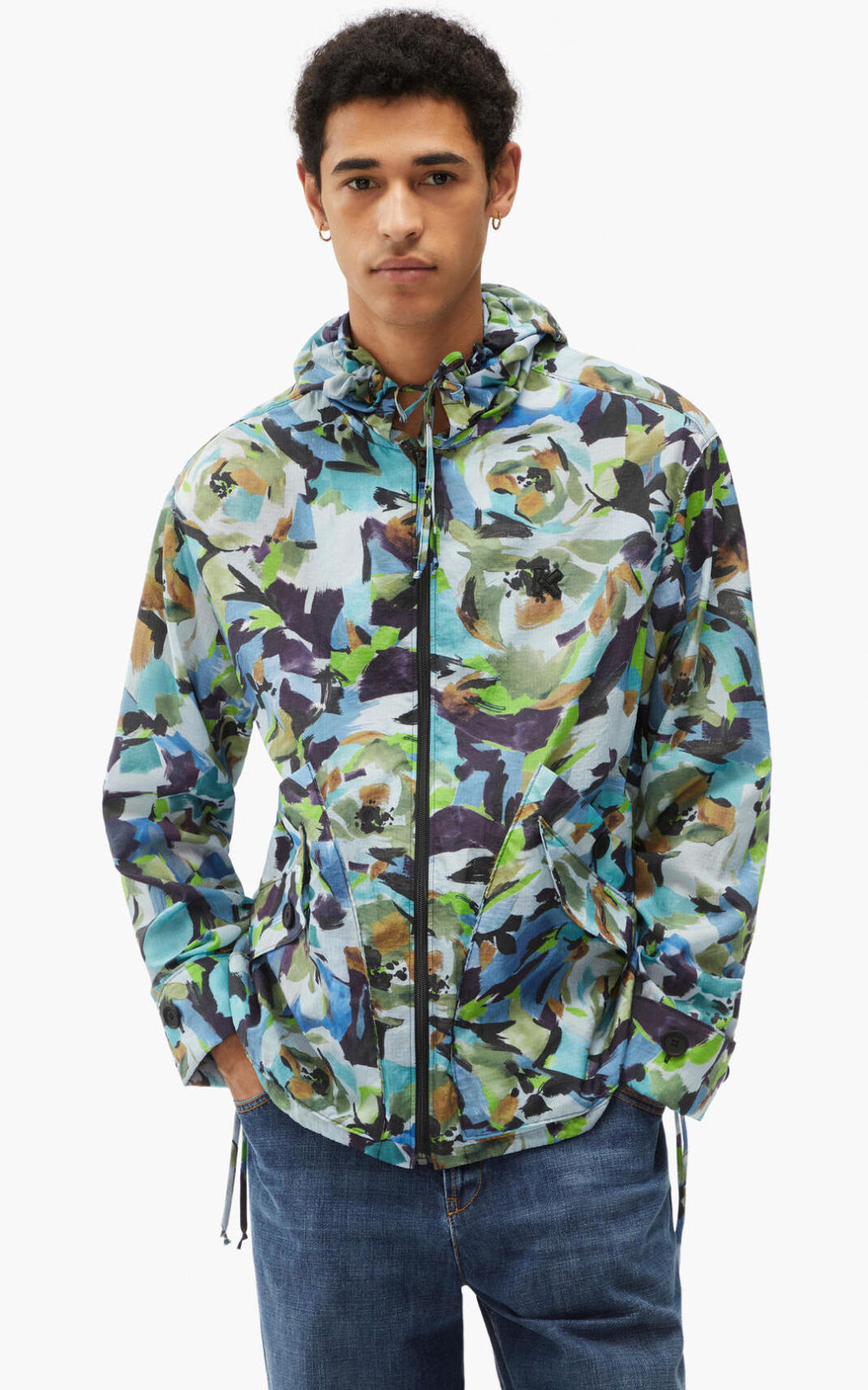 Vestes Kenzo Homme Archive Floral with hood Bleu PFUJQ-0972